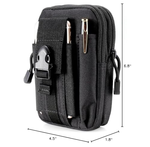 Tactical Molle Pouch Bag - EDC Utility Gadget Waist Bag Pack- Camping Hiking Outdoor Gear - Cell Phone Holster Holder - Black