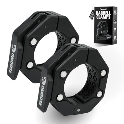 DMoose Fitness Barbell Clips 2 Inch (Pair) - Quick Release Olympic Barbell Clamps & Collars with Anti Slip TPR Grip for Secure Weightlifting and Powerlifting - Weight Clips for Bars at Home or Gym - color: Black V2, style: Magnetic