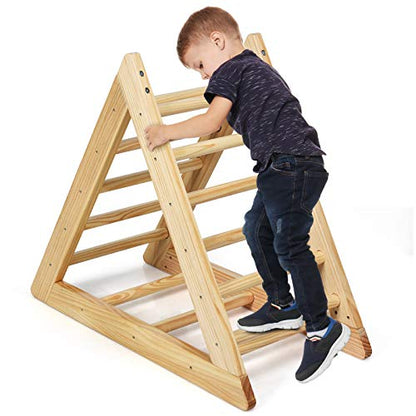 GLACER Wooden Climbing Triangle Ladder, Toddler Triangle Climber with 3 Different Climbing Ladders for Kids 3 Years Old+, Indoor Playful Climbers to Develop Strength, Balance and Motor Skills