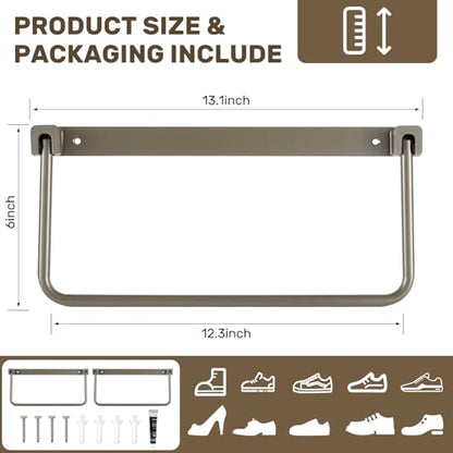 BOYISEN 2-Pack RV Shoe Rack, Foldable Wall Mount Shelf | 12" Aluminum, Space-Saving for Camper & Travel Trailer, Easy Installation, Holds Various Shoes