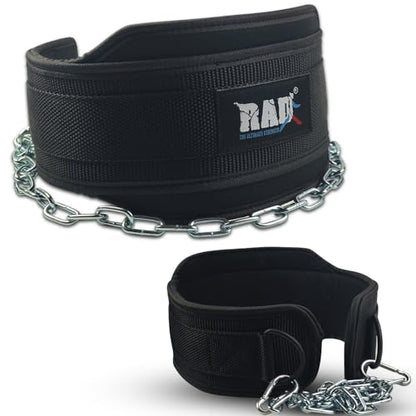 RAD Weighted Dip Belt for Men Comfortable Material Neoprene & Nylon Weight Pullups Squat Belt with Chain Weight Lifting Waist Dipping Belt for Workout
