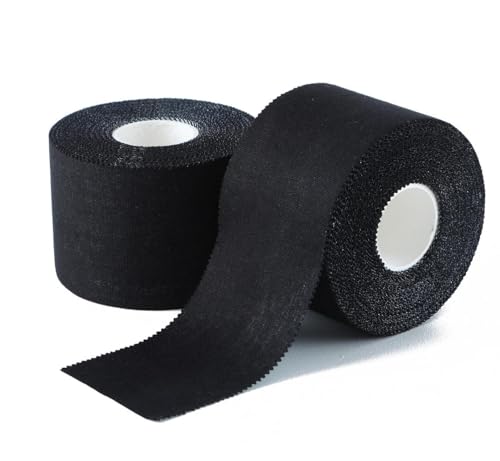 (2 Pack) Black Athletic Sprorts Tape 2 Inch x 15 Yards, Athletic Tape No Sticky Residue for Athletes, Sport Trainers and First Aid Injury Wrap, Suitable for Fingers Ankles Wrist - color: Black, size: 2 Pack