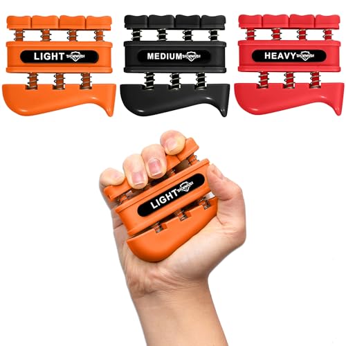 DICYWUDI Grip Strength Trainer, Finger Strength Trainer for Grip Strength Training for Fingers, Wrists, and Hands for Home, Office, Gym, Climbing, Athletes, Musicians, and Therapy - color: Orange/Black/Red