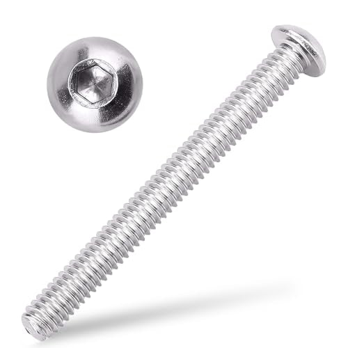 1/4-20 x 2-1/2" Button Head Socket Cap Bolts Screws, 304 Stainless Steel 18-8, Allen Hex Drive, Bright Finish, Fully Machine Thread, Pack of 50 - size: 1/4-20 x 2-1/2