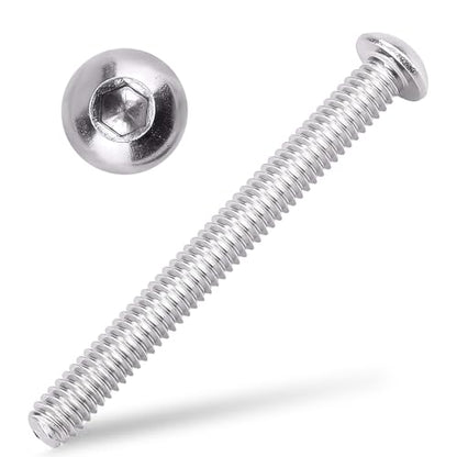 1/4-20 x 2-1/2" Button Head Socket Cap Bolts Screws, 304 Stainless Steel 18-8, Allen Hex Drive, Bright Finish, Fully Machine Thread, Pack of 50 - size: 1/4-20 x 2-1/2