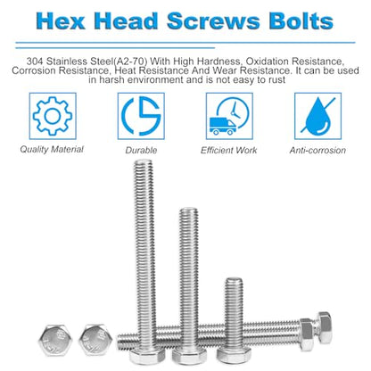 15 Pcs M8 Hex Bolts M8-1.25 x 30mm Hex Head Screw Bolt 304 Stainless Steel M8-1.25mm Hexagon Bolts Hex Head Screws, Metric Machine Fully Thread, Bright Finish - size: M8-1.25 x 30mm