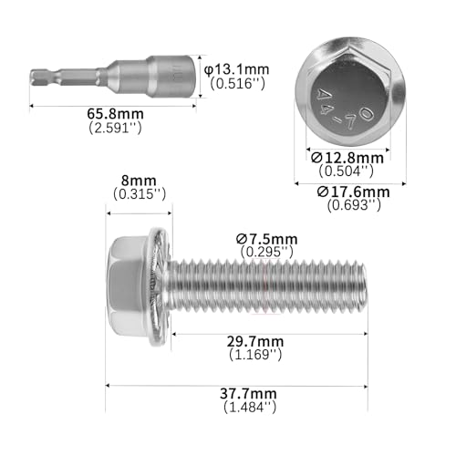 M8x30mm Serrated Flanged Hex Head Screws Bolts 25pcs HS/JXLS-10 | 304 Stainless Steel, External Hex Machine Screws, Equipped with Hex Sleeve, for Construction, for Automotive, for Industrial - size: M8x30mm