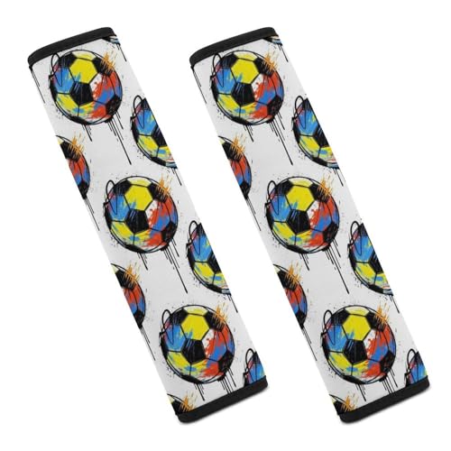 Universal Soft and Comfortable Car Seat Straps Shoulder Pads for Girls and Boys, Most Cars, 1 Pair Football Graffiti Soccer Harness Pads Strap Comfortable Driving - color: Pattern 288