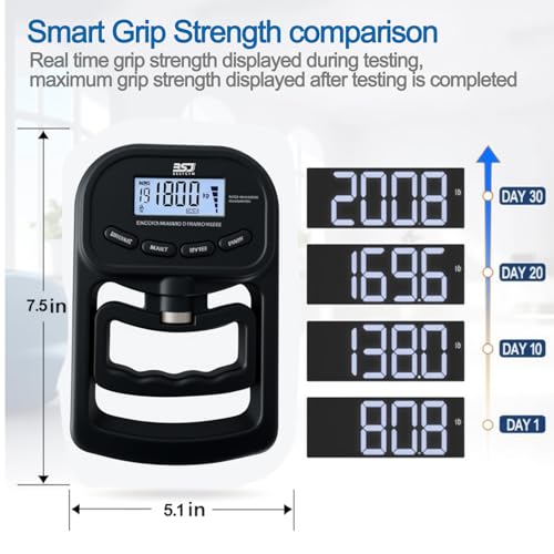 Hand Grip Strength Tester Trainer, 396lbs/180kg Hand Grip Dynamometer with LCD Display, Ideal for Sports, School, and Home Use