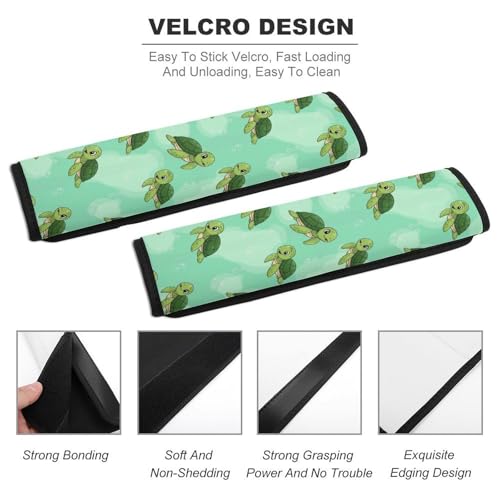 2 Pack Cute Sea Turtles Green Seat Belt Cover Universal Fit Shoulder Protector for Adults and Children, Most Cars, Comfortable Driving - color: Pattern 825
