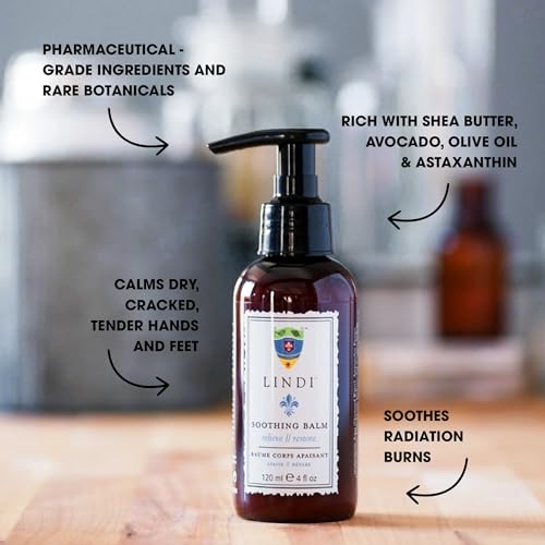 Lindi Skin Soothing Balm - Luxuriously Rich Repair Balm for Cracked Hands, Feet & Hand-Foot Syndrome, No Added Fragrance, Helping Cancer Patients Since 2003, Dermatologist & Allergy Tested, 4 fl oz