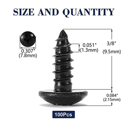 #6 x 3/8" Wood Screw 100Pcs Truss Head Phillips 18-8 (304) Stainless Steel Fast Self Tapping Screws Black Oxide by SG TZH - size: #6 x 3/8"