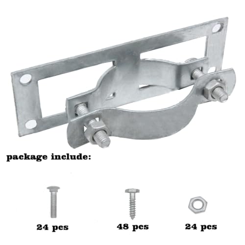 2-3/8" Fence Bracket SupConn (12Pcs), Steel to Wood Fence Brackets,Fence Brackets for Metal Posts,Metal Fence Post Brackets - Fence Post Repair (Include Screws) - size: 12pcs