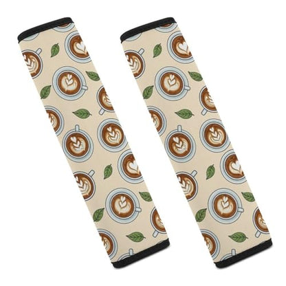 2 Pack Universal Fit Seat Belt Cover for Child, Stroller Pushchair High Chair, Coffee Heart Automotive Seat Belt Protector, Pressure Relief - color: Pattern 404