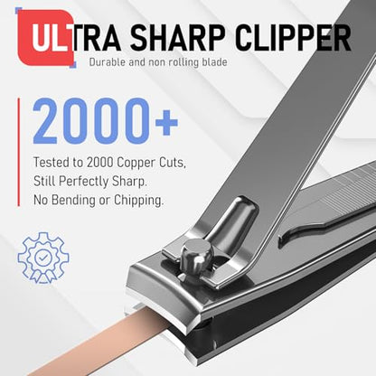 firiKer Nail Clipper Set, Sturdy Stainless Steel Fingernails & Toenails Clippers & Nail File, Sharp Effortless Fingernail Toenail Trimmer, Portable Nail Cutter for Women Men（Gray） - color: Gray