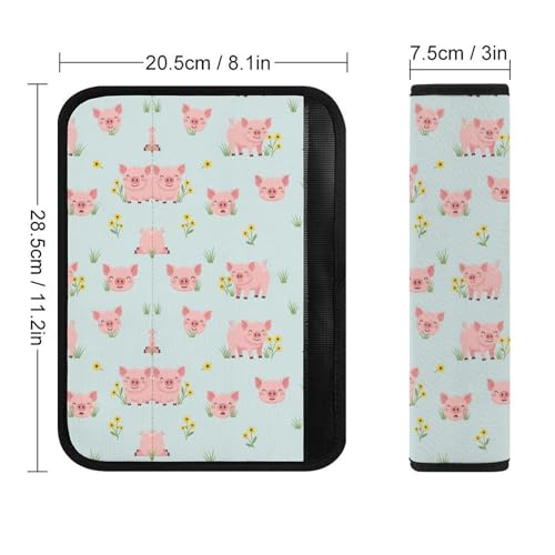 2 Pack Cute Pink Pigs Car Seat Belt Pad Universal Soft and Comfortable Harness Pads Strap for Adult Use, Most Cars, Easy Install (No Tool) - color: Pattern 1165