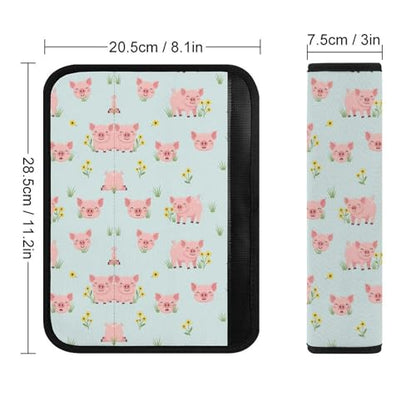 2 Pack Cute Pink Pigs Car Seat Belt Pad Universal Soft and Comfortable Harness Pads Strap for Adult Use, Most Cars, Easy Install (No Tool) - color: Pattern 1165