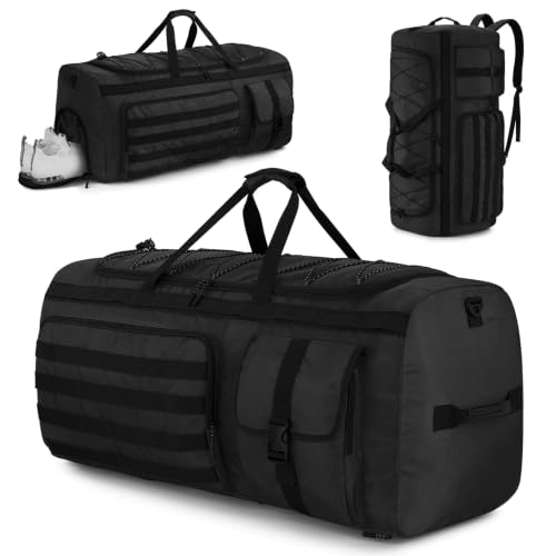 Gonex 90L Large Duffel Bag, Convertible Travel Sports Duffle | 3-Way Carry Design, Shoe Compartment, 5-Zip Organization, Gear Loops, Black - color: Black, size: 90L