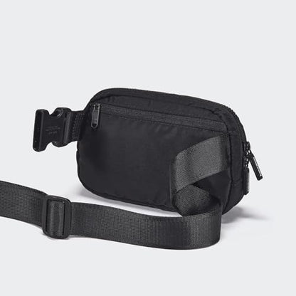 Pander Two Way Zipper Fanny Pack Nylon Everywhere Belt Bag for Women, Water Repellent Waist Packs, Crossbody Bags with Adjustable Strap (Black). | 1L nylon belt bag with a two-way zipper, three interior mesh pockets, and an adjustable strap for waist or c