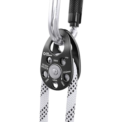GM CLIMBING Swing Cheek Micro Pulley 30kN CE UIAA Certified - color: Bushing | Black-Pack of 2