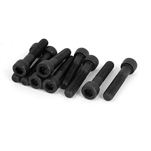 uxcell M10x50mm 12.9 Alloy Steel Hex Socket Screws Partially Threaded Bolt Black 10Pcs - size: M10x50mm