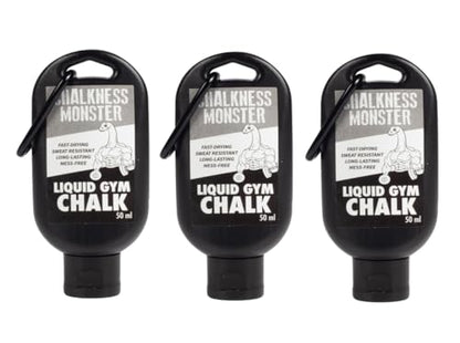 Liquid Gym Chalk - Mess-Free - Premium Sweat Resistant Long Lasting Grip - Quick Dry Hand Grip for Gymnastics, Rock Climbing, Power Lifting and More - Chalkness Monster - size: 50mL 3 Pack