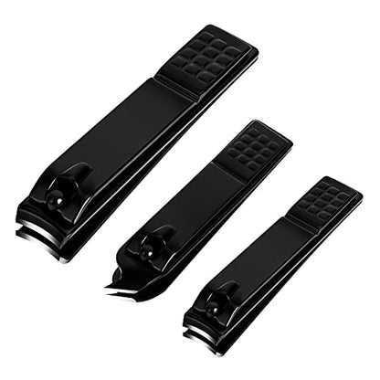 Aogeili Nail Clippers Set, Sharp Stainless Steel Fingernail & Toenail Clippers, Black Nail Cutter, Perfect 3 PCS Black Nail Cutter for Men and Women. - size: Large/Small/Oblique