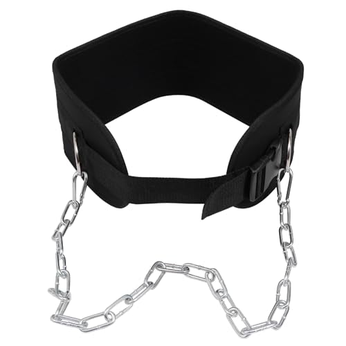 Weighted Dip Belt with Galvanized Chain for Pull-ups and Dips Knitted Tape Support for Back Comfort Muscle Strengthening Resistance Equipment for Weight Training and Fitness