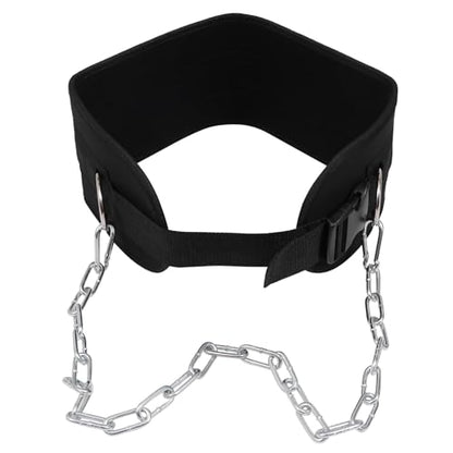 Weighted Dip Belt with Galvanized Chain for Pull-ups and Dips Knitted Tape Support for Back Comfort Muscle Strengthening Resistance Equipment for Weight Training and Fitness