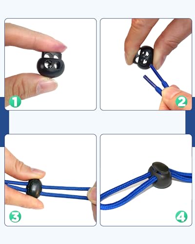 12pcs Cord Lock, Double Hole Round Ball Plastic Spring Cord Locks, End Stopper Fastener Slider Toggles Clip for Drawstrings Lanyard Paracord (12)