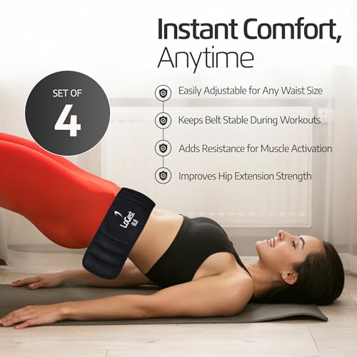 weight-lifting-beLoGest Weighted Hip Thrust Belt with Velcro Closure – 6lb, 8lbs, 10lbs, 12lbs - Comfortable & Secure Padded Neoprene Weighted Hip Belt for Hip Thrusts, Squats, Lunges, Calf Raises, Planks and Dipslts - color: 6-LB Black