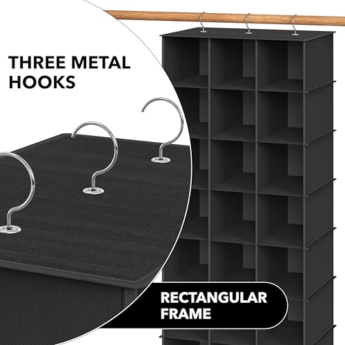 Simple Houseware 24 Section Shelves Hanging Shoes Organizer, Black | 3 Metal Hooks, 8 Tier, Holds Up to 24 lbs - color: Black