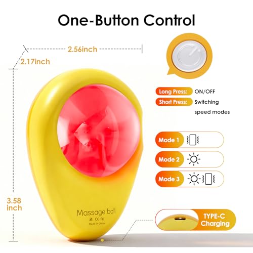 Red Light Vibrating Massage Ball - Trigger Point Tool for Deep Tissue & Muscle Pain Relief, Portable, Suitable for Use All Over the Body (Mango) - color: Mango
