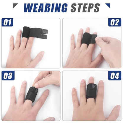 Finger Splints, 2 Pack Finger Buddy Straps, Soft Fabric Compression Finger Wraps for Basketball, Tennis, Volleyball and Badminton, Single Finger - Medium - size: Medium