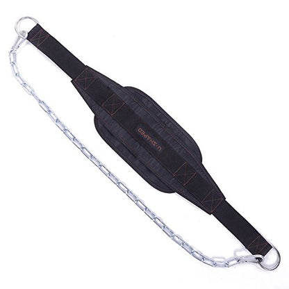 Weighted Chin Up Belt with Chain Dip Belt Powerlifting Strength Training Pull Up Belt Waist Back Support