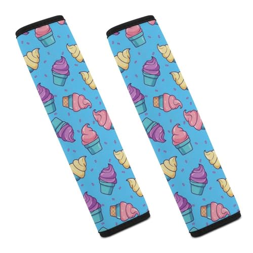 Breathable Colourful Ice Cream Seat Belt Cover for Elderly Support, All Vehicles, 2 Pack Automotive Seat Belt Protector Comfortable Driving - color: Pattern 942