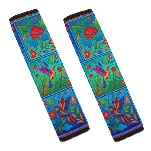 2 Pack Hummingbird Animal Flower Car Seat Straps Shoulder Pads Universal Soft and Comfortable Seat Belt Cushion for Adults and Children, Stroller Pushchair High Chair - color: Pattern 272