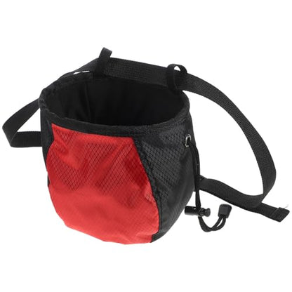 Rock Climbing Chalk Bag Waist Pouch with Drawstring Closure Non-Slip Outdoor Bouldering Chalk Storage Bag for Gymnastics Weightlifting Training (red-Black)