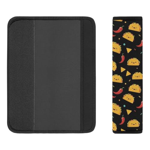 2PCS Cute Taco Car Seat Straps Shoulder Pads Universal Soft and Comfortable Seat Belt Covers Cushion for Child, All Vehicles, Shock Absorption - color: Pattern 7
