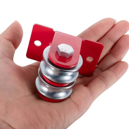 M32 Double Pulley System Hoist, Pulley Block with 65FT Nylon Rope Pulley, Ideal for Rope, Cable and Wire Guidance, Wall and Ceiling Mounting, DIY Projects