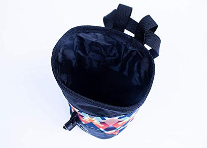 Rock Climbing Chalk Bag | Wide Opening & Fleece Lined | Removable Belt | Large Zippered Pocket | Brush Holder Loops | Bouldering, Gym, Crossfit - color: Sunset Orange