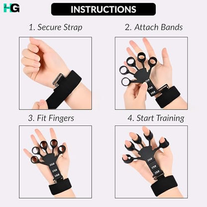 Finger Exerciser for Hand, Finger & Forearm Strength Training with Adjustable Resistance Levels, Ergonomic Finger Loops and Wrist Strap for Grip Workout & Daily Hand Exercise for Men