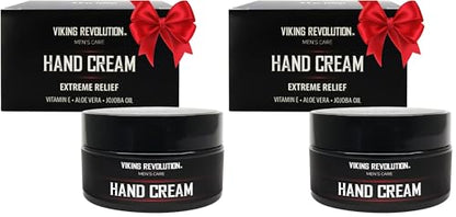 Viking Revolution Men's Hand Cream - Repair Cream for Dry, Cracked Hands - Aloe Vera Treatment with Vitamin E (3.5oz) (Pack of 2) - size: 1 Ounce (Pack of 2)