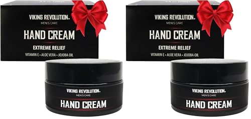 Viking Revolution Men's Hand Cream - Repair Cream for Dry, Cracked Hands - Aloe Vera Treatment with Vitamin E (3.5oz) (Pack of 2) - size: 1 Ounce (Pack of 2)