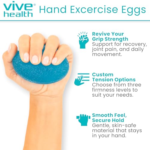 Vive Squeeze Balls for Hand Therapy Set (4 Pack) - Grip Strengthener | Occupational Exercise Equipment for Arthitis, Parkinsons, Stroke, Carpal Tunnel Recovery - Stress Relief Massage Putty Finger