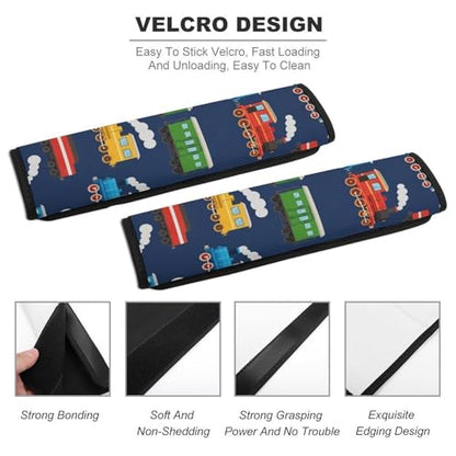 Universal Soft and Comfortable Car Seat Straps Shoulder Pads for Girls and Boys, Most Cars, 1 Pair Train Art Harness Pads Strap Comfortable Driving - color: Pattern 1179