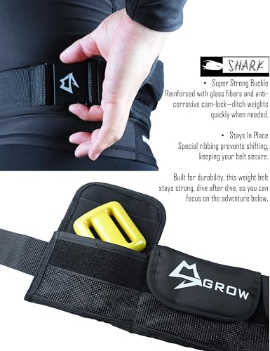 Scuba weight belt with 4 pockets, quick release buckle & comfortable fit diving pocket weight belt with Protection from toxic lead weight exposure,weight pouch belt fit for waist 32" to 52"