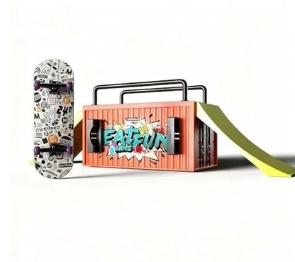 Lently Wood Fingerboards+Truck Set, 100mmL*30mm Mini Fingerboards and Multifunctional deformable Container (Logo) - color: Logo