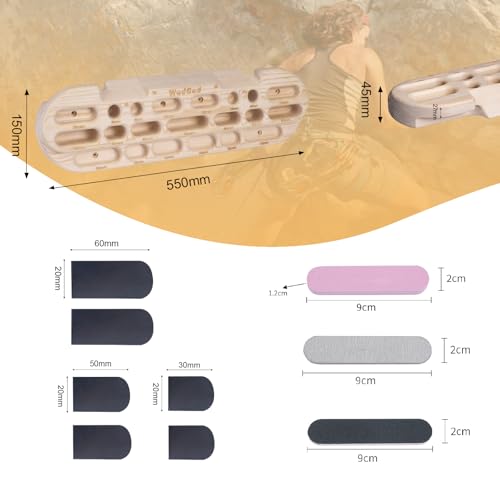 WodGod Climbing Hangboard Rock Climbing Training, Rock Climbing Fingerboard, Wooden Climbing Board Trainer for Strengthen Fingers and Grip, Suitable for Indoor Climbing Training and Pull-ups