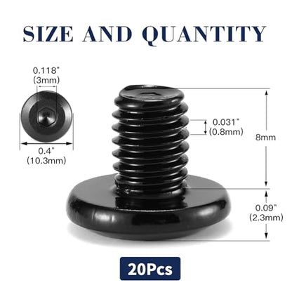 M5 x 8mm 20Pcs Flat Head Hex Socket Cap Screws Bolts, 304 Stainless Steel 18-8, Full Thread, Black Oxide by SG TZH (with Hex Spanner) - size: M5 x 8mm